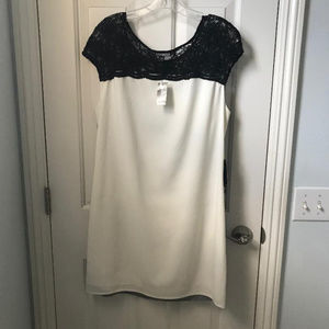 Express Lace Yoke Color Block T-Shirt Dress